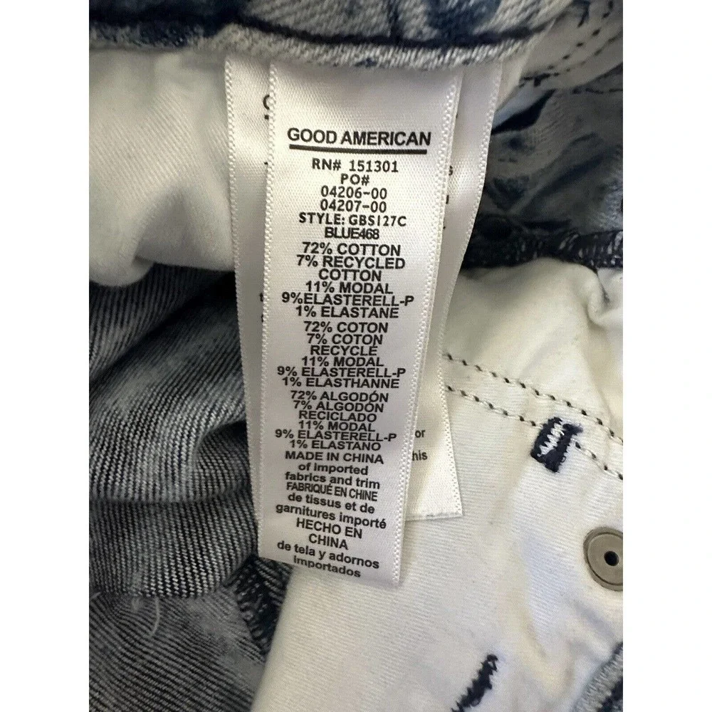 Good American The Bombshell Tie Dye High Rise Denim Cut-Off Shorts Size 4 / 27 - Picture 4 of 6